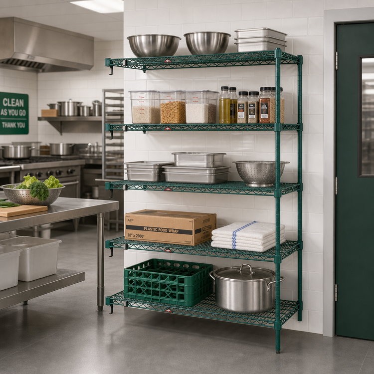 Product image #3 for Metro Super Erecta Super Adjustable 5-Shelf Add-On Wire Shelving Unit, 48 x 21 x 74 Inches, Epoxy-Coated Green