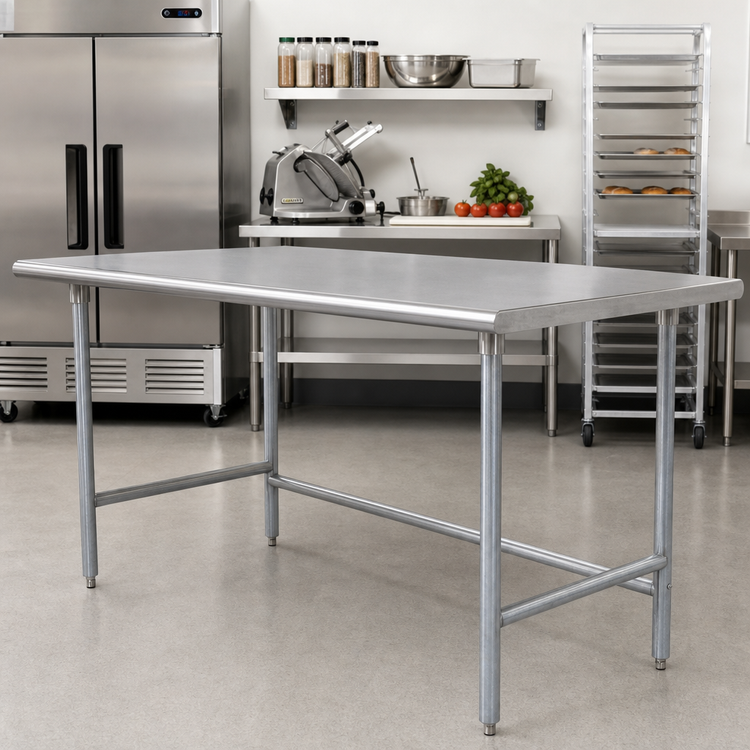Product image #2 for Advance Tabco 84-Inch x 36-Inch 16-Gauge 304 Stainless Steel Work Table with Galvanized Legs