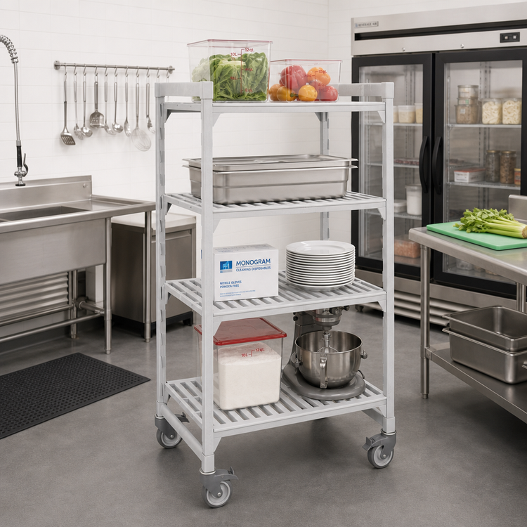 Product image #3 for Camshelving Premium 4-Tier Vented High-Density Mobile Starter Shelving Unit, 21 x 36 x 67-1/4 Inches, Speckled Gray