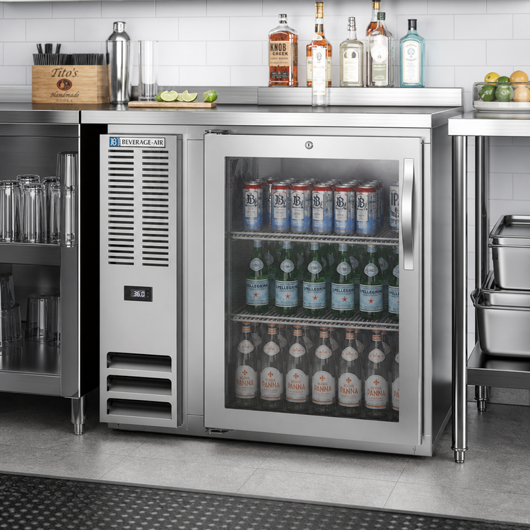 Product image #2 for Beverage-Air 36-Inch Food-Rated Stainless Steel Back Bar Cooler with Glass Door