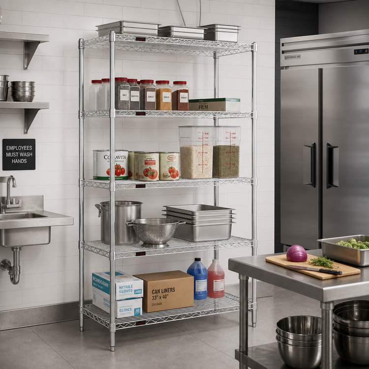 Product image #2 for Eagle Group 5-Tier Starter Wire Shelving Unit, 72W x 24D x 86H, Chrome-Plated