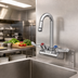 Thumbnail image #2 for equip 4-Inch Wall Mount Low-Lead Mixing Faucet with 3-Inch Swivel Gooseneck and Wrist Handles