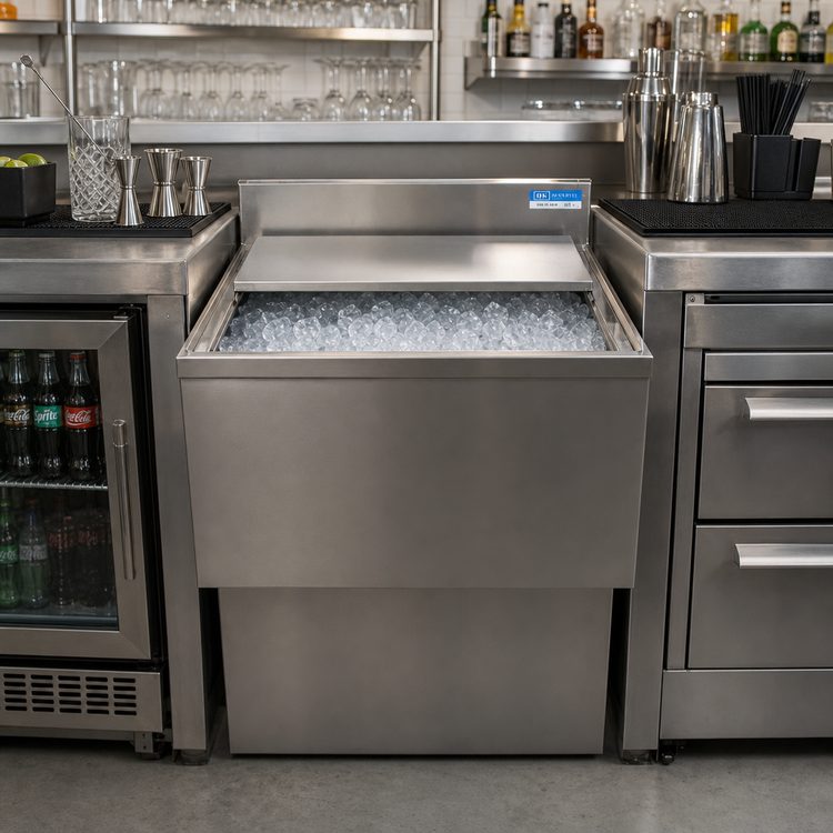 Product image #2 for BK Resources 24-Inch Underbar Insulated Ice Bin with 7-Circuit Cold Plate, 80 lb Capacity
