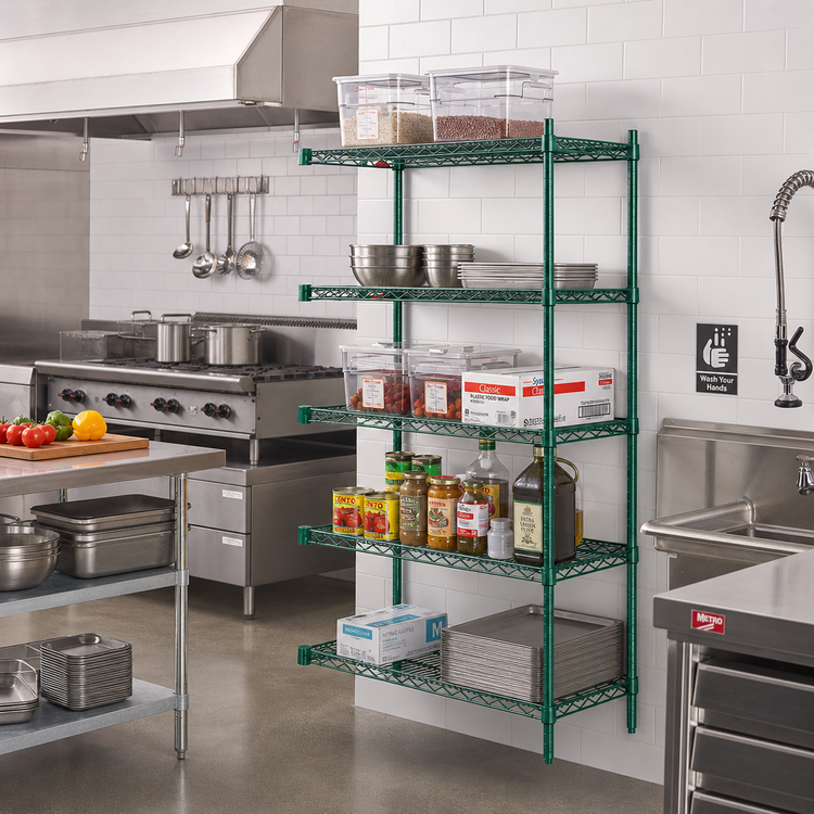 Product image #3 for Metro Super Erecta 24" W x 18" D x 74" H Wire Add-On Shelving Unit, 5 Shelves, Metroseal 3 Epoxy-Coated Finish