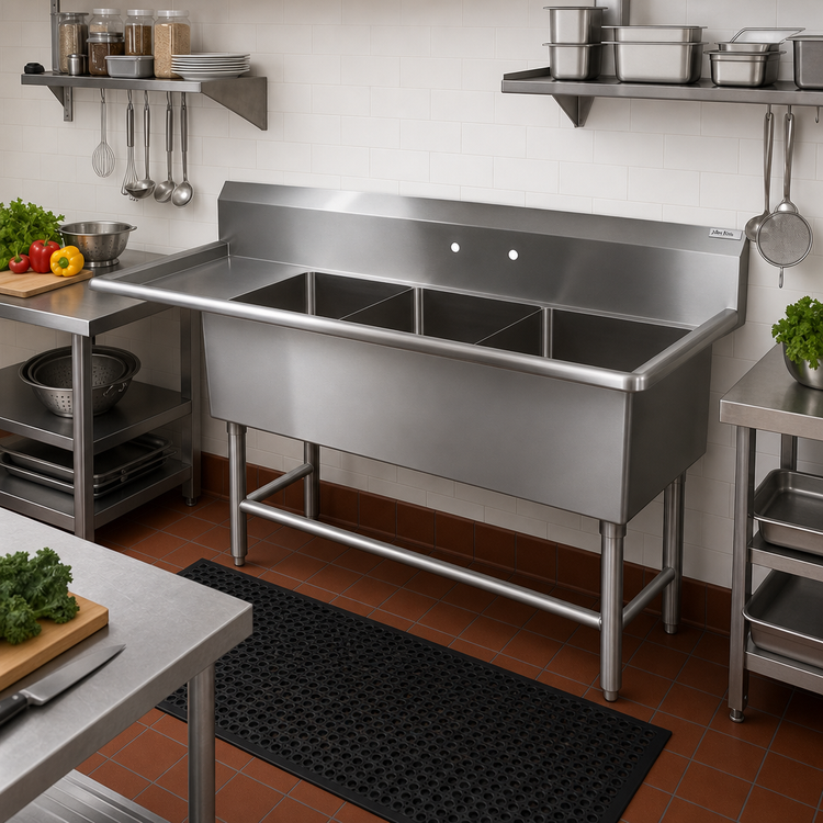Product image #2 for John Boos Pro-Bowl 3-Compartment Sink with 18-Inch Left Drainboard