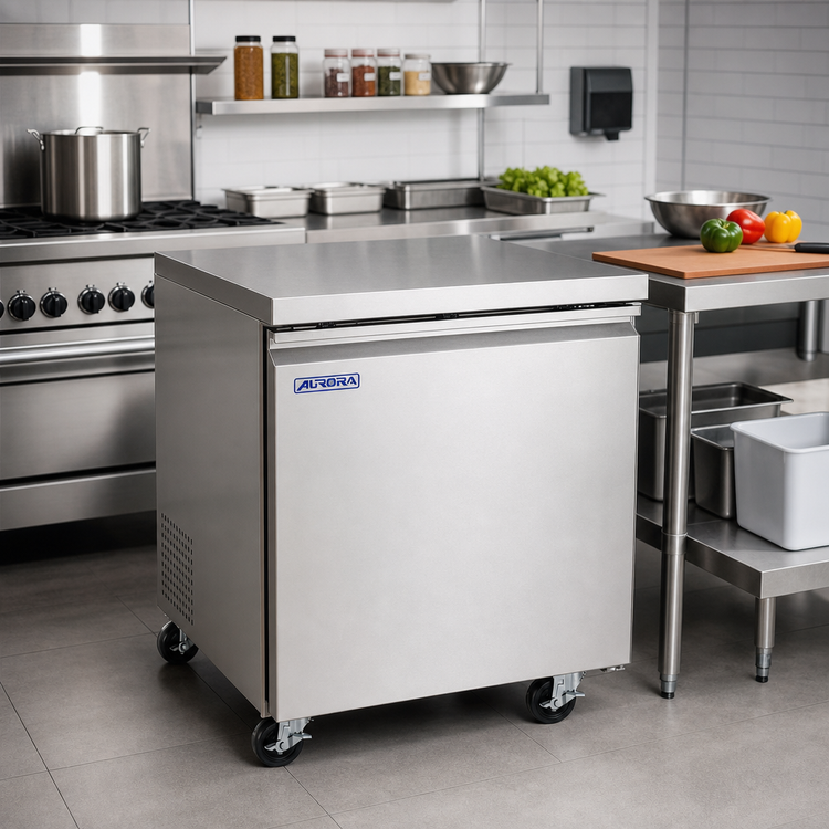 Product image #2 for Aurora One-Section 27-Inch Undercounter Reach-In Freezer, 6.3 Cu. Ft., Rear-Mount Self-Contained, Stainless Steel