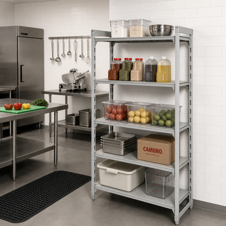 Product image #3 for Cambro Camshelving Premium 5-Tier Solid Stationary Polymer Shelving Starter Unit, 24 x 24 x 84 Inches