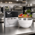 Thumbnail image #2 for Vollrath 1.7 Quart Round Double Wall Insulated Serving Bowl with Pearl White Exterior and Satin Stainless Steel Interior