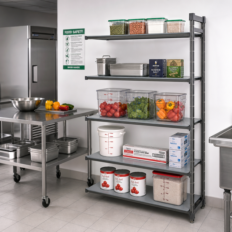 Product image #2 for Cambro Camshelving Basics Plus 5-Tier Solid Add-On Shelving Unit, 21 x 30 x 84 Inches, Brushed Graphite
