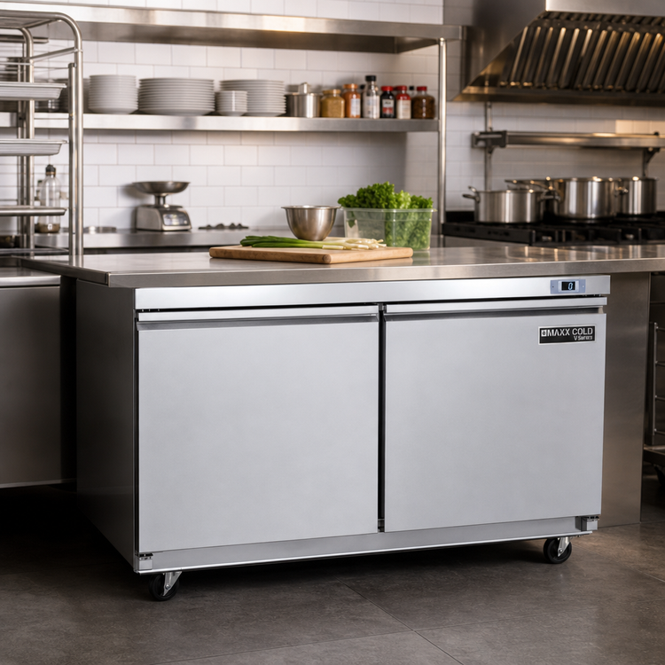 Product image #2 for Maxx Cold V-Series 48-Inch Undercounter Freezer with 2 Solid Doors, 14.1 Cu. Ft.