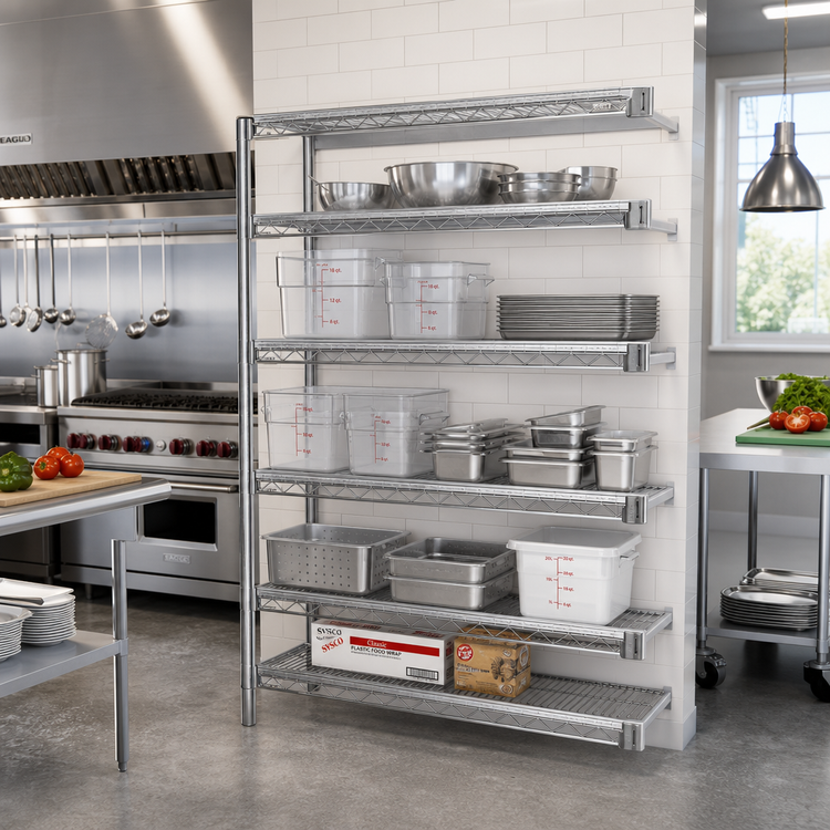 Product image #2 for Eagle Group 5-Tier Add-On Wire Shelving Unit with QuadTruss®, 60 x 24 x 86 Inches, Chrome-Plated Finish