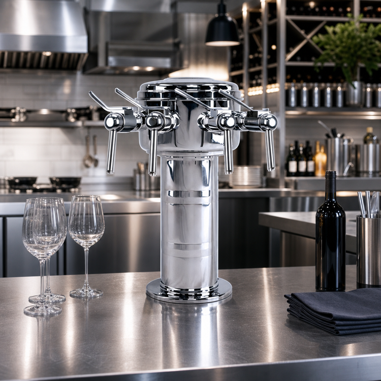 Product image #2 for Sommelier Single-Column Countertop Air-Cooled Wine Font with 4 Side Pull Faucets
