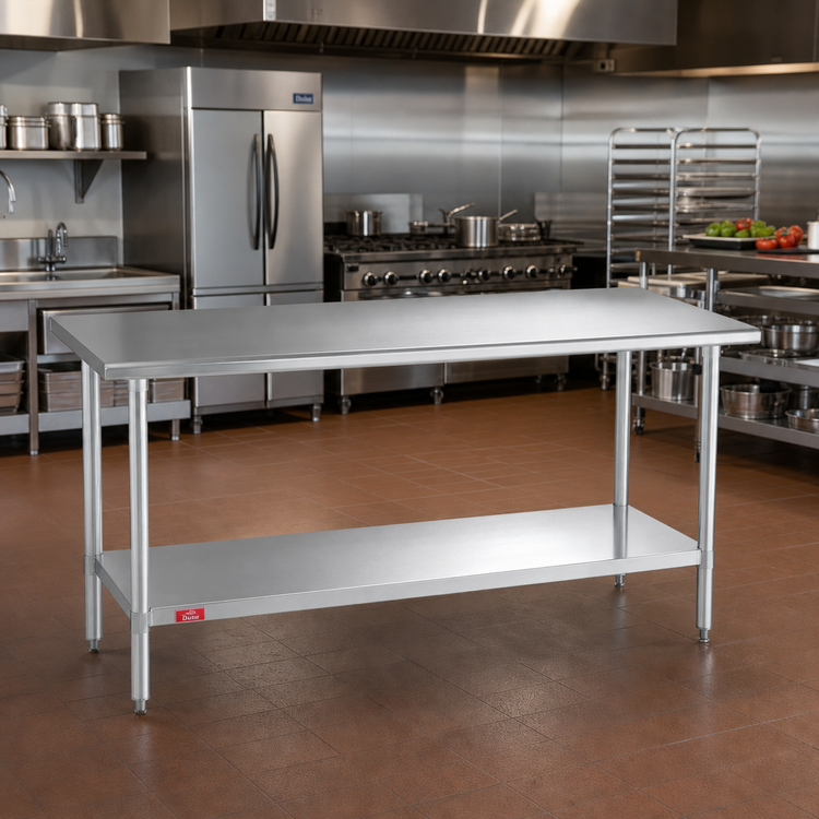 Product image #2 for Duke Stainless Steel Work Table with Undershelf and Posts, 72 x 36 x 36 Inches