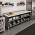 Thumbnail image #2 for John Boos Stainless Steel Poly Top Work Table with Open Front Cabinet Base, 144 x 30 Inches, 5-Inch Backsplash