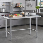Thumbnail image #2 for Steel Works Stainless SWWTSOB-3048-318 48 x 30 x 34 Inch Open Base Stainless Steel Work Table, 18-Gauge 304 Flat Top