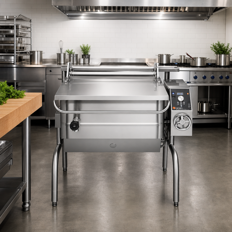 Product image #2 for Groen 40-Gallon Electric Manual-Tilt Braising Pan with Classic Controls and Open Frame Base