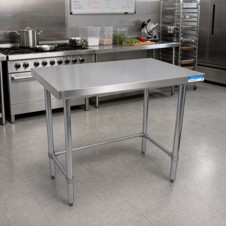 Product image #2 for 60-Inch x 30-Inch 304 Stainless Steel Flat Top Open Base Work Table
