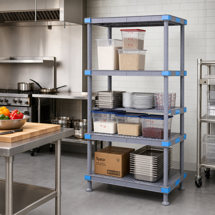 Product image #2 for Quantum Millenia Stationary Polymer Shelving Starter Unit, 36" W x 18" D x 74" H, Gray, 4 Shelves