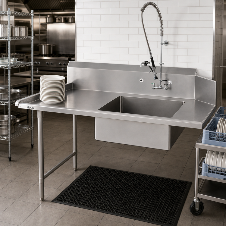 Product image #2 for John Boos Pro-Bowl 144-Inch Straight Soiled Dishtable with Pre-Rinse Sink Bowl, Left-to-Right Operation