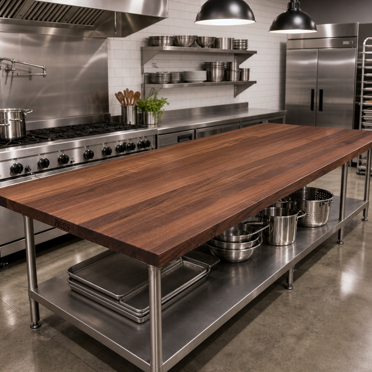 Product image #2 for John Boos Boos Block 132" x 36" x 2-1/4" American Black Walnut Kitchen Countertop, Edge Grain, Penetrating Oil Finish