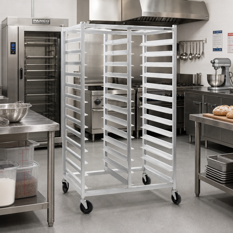 Product image #2 for Panco Double-Compartment Mobile Tray Rack for 18 x 26-Inch Trays, Open Frame, 22-Slot, 5-Inch Centers