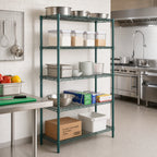 Thumbnail image #2 for Quantum WR86-1830P-5 5-Shelf Wire Shelving Starter Unit, 30"W x 18"D x 86"H, Green Epoxy, 600-800 lb.