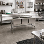 Thumbnail image #2 for Eagle Group S16 Series S16-20-3-18L 3-Compartment Commercial Sink, 16/304 Stainless Steel, 20 x 20 x 14 in Bowls, Left Drainboard