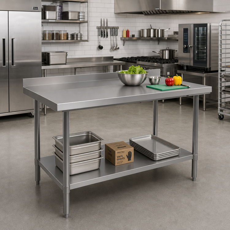 Product image #2 for Mixrite 60-Inch x 24-Inch x 36-Inch Stainless Steel Work Table with Adjustable Undershelf and 2-Inch Rear Edge Up