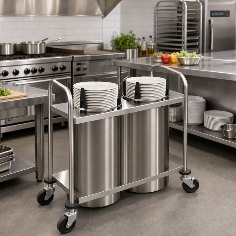 Product image #2 for Atlas Metal MOPD4H-9-1/8 Mobile Heated 4-Stack Plate Dispenser for up to 9 1/8" Dishes