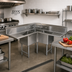 Thumbnail image #2 for John Boos E3BCS-244-2D24-X 18 Gauge 3-Compartment Stainless Steel Corner Sink with Dual 24-Inch Drainboards