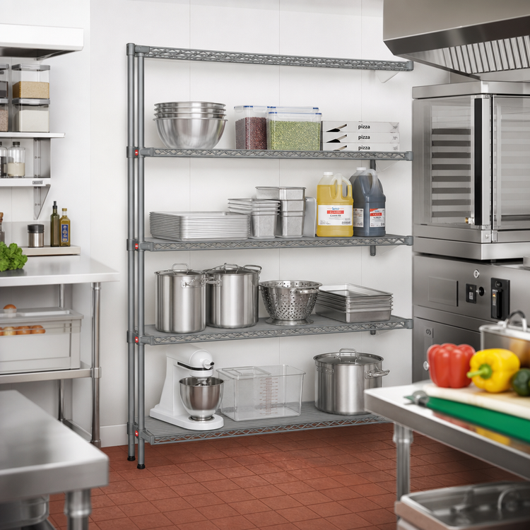 Product image #2 for Eagle Valu-Master 4-Tier Add-On Wire Shelving Unit, 48W x 21D x 63H, Pewter Gray Epoxy
