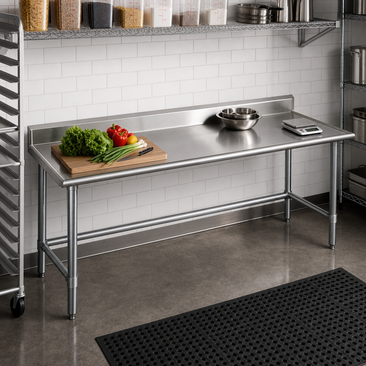Product image #2 for Spec-Master Marine Series Stainless Steel Work Table with 4-1/2" Backsplash, 144" W x 24" D