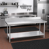 Thumbnail image #2 for Duke Deluxe 60 Inch x 30 Inch 16 Gauge 300 Series Stainless Steel Work Table with 5 Inch Riser and Stainless Undershelf