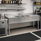 Thumbnail image #2 for Eagle Group 2200 Series B6C-22 Three-Compartment Underbar Sink Unit, 72W x 24D, 304 Stainless Steel, Left & Right Drainboards