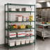 Thumbnail image #2 for Redi-Pak 5-Tier Stationary Wire Shelving Unit, 60 x 24 x 74 Inches, Green Epoxy Finish
