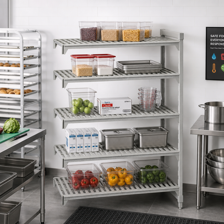 Product image #3 for Cambro Camshelving Premium 72-Inch Wide x 21-Inch Deep 5-Shelf Vented Polymer Add-On Shelving Unit, Speckled Gray
