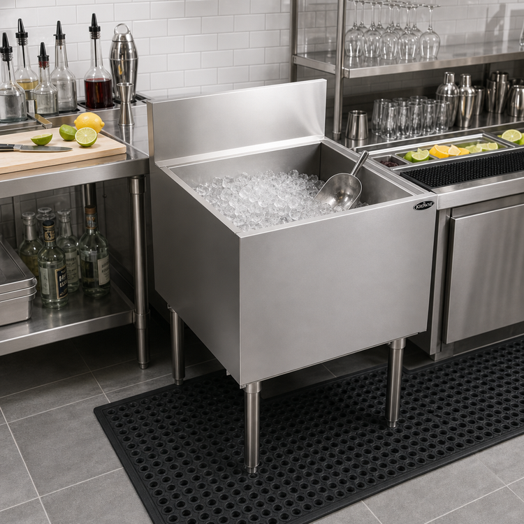 Product image #2 for Krowne Royal Series Stainless Steel Underbar Ice Bin/Cocktail Unit with Built-In 10-Circuit Cold Plate, 24 x 24 Inch, 92 lb Capacity