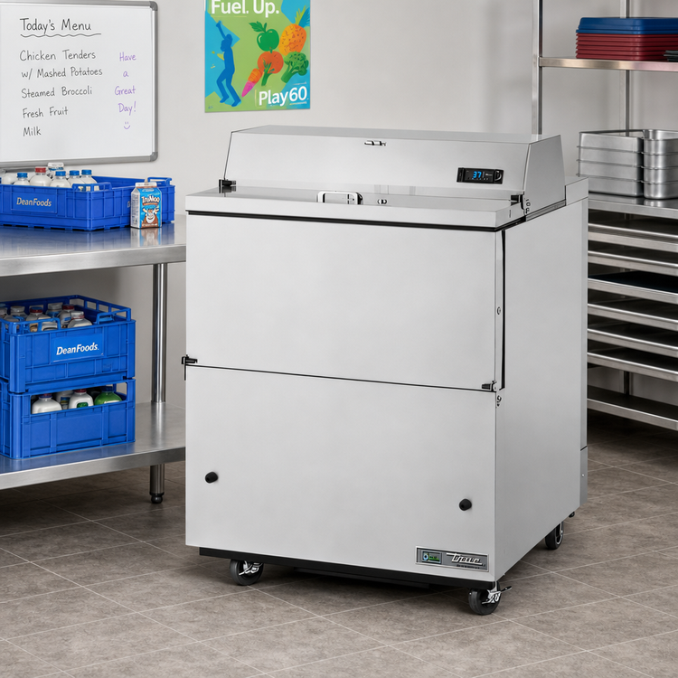 Product image #2 for True Mobile School Milk Cooler Cart, Forced-Air, 8 Crate Capacity, Stainless Steel