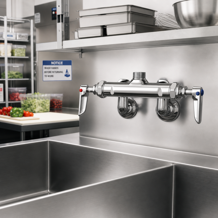 Product image #2 for T&S Brass Adjustable Wall-Mount Sink Mixing Faucet, Less Nozzle, Eterna Cartridges