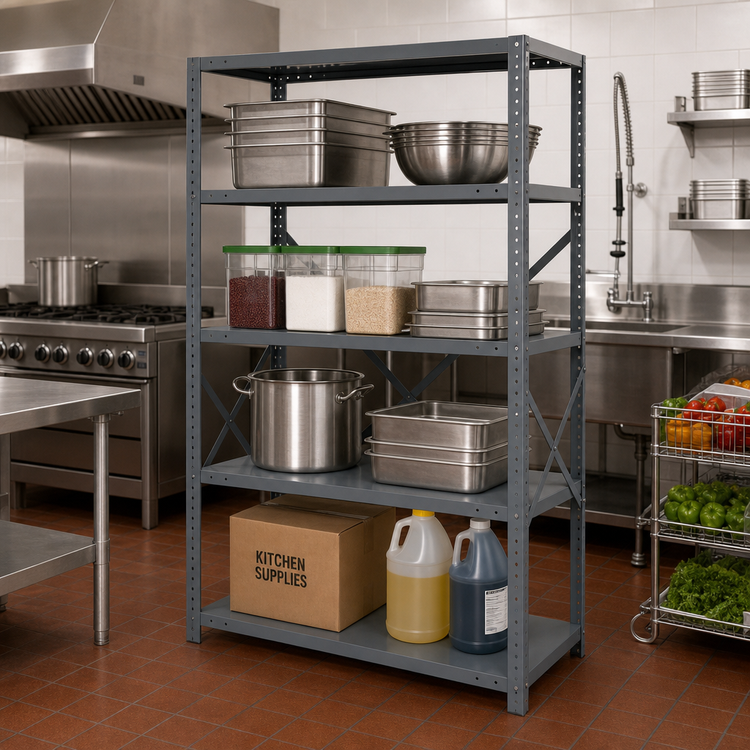 Product image #2 for Quantum IRONMAN 4-Shelf Open Steel Shelving Unit, 18 x 36 x 75 Inches