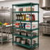 Thumbnail image #2 for QuadPLUS 5-Tier Stationary Wire Shelving Starter Unit, 60 x 24 x 74 Inches, Green Epoxy Finish
