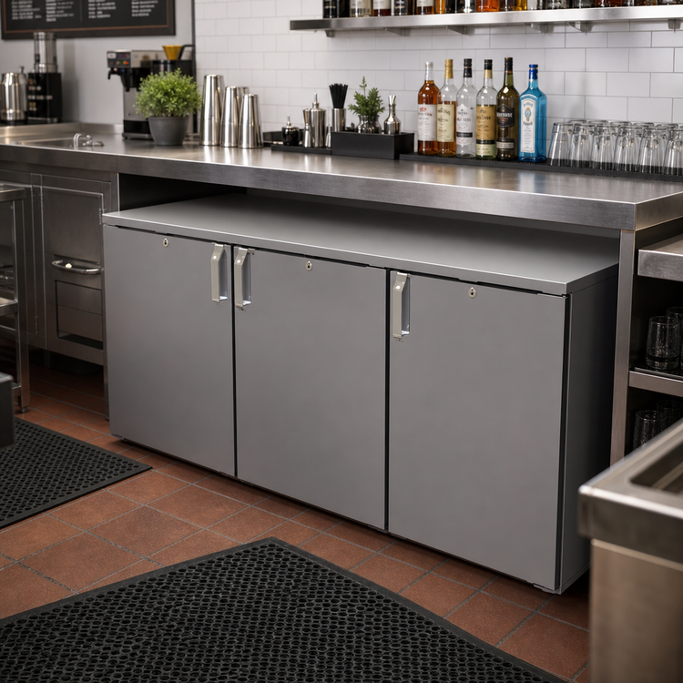 Product image #2 for Glastender One-Zone Remote Low-Profile Back Bar Cooler, 60-Inch Wide, 3-Section