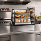 Thumbnail image #2 for Federal Industries Countertops CH3628SSD Countertop Hot Self-Serve Merchandiser, Curved Glass, 2-Tier Heated Shelves, 35 Inch Wide