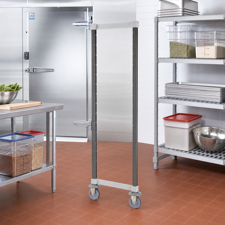 Product image #2 for Cambro Camshelving Elements XTRA High Density Mobile Post Kit, 21-1/2"W x 64"H, Speckled Gray