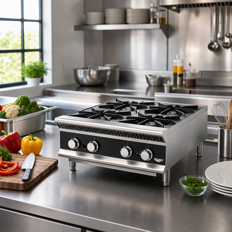 Product image #2 for Vollrath 12-Inch Countertop Gas Hot Plate Range, 2 Burners, Stainless Steel
