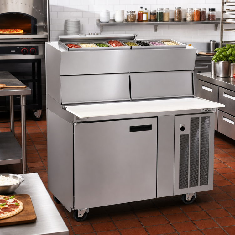 Product image #3 for Delfield LiquiTec 48-Inch Single-Section Refrigerated Pizza Prep Table with Raised Rails, 1 Door
