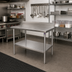 Thumbnail image #2 for John Boos Stallion 60-Inch x 24-Inch 16-Gauge 300-Series Stainless Steel Top Work Table with 5-Inch Backsplash and Galvanized Undershelf
