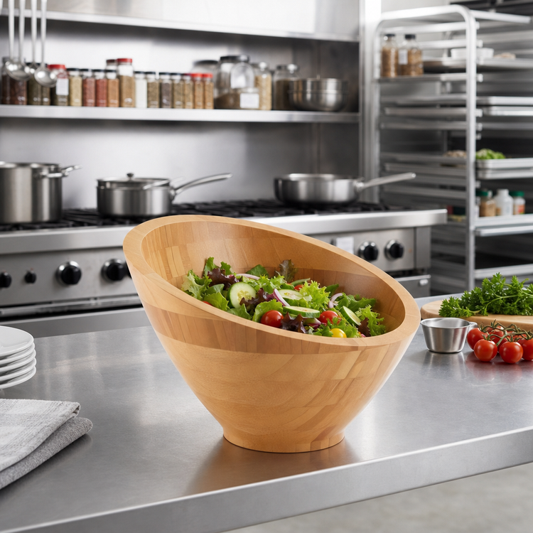 Product image #2 for American Metalcraft 22 oz. Round Angled Bamboo Bowl