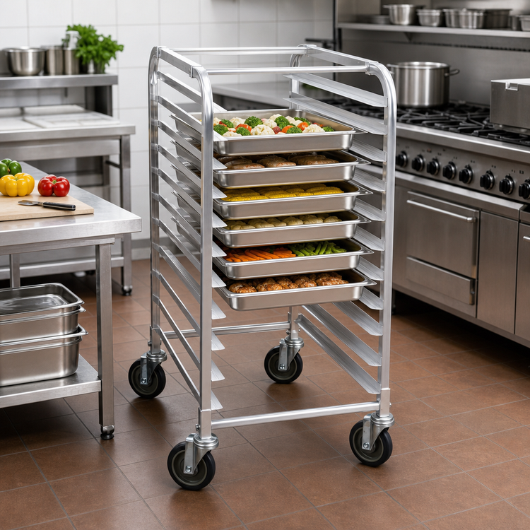 Product image #2 for Mobile End-Load Aluminum Steam Table Pan Rack, 10-Pan Capacity
