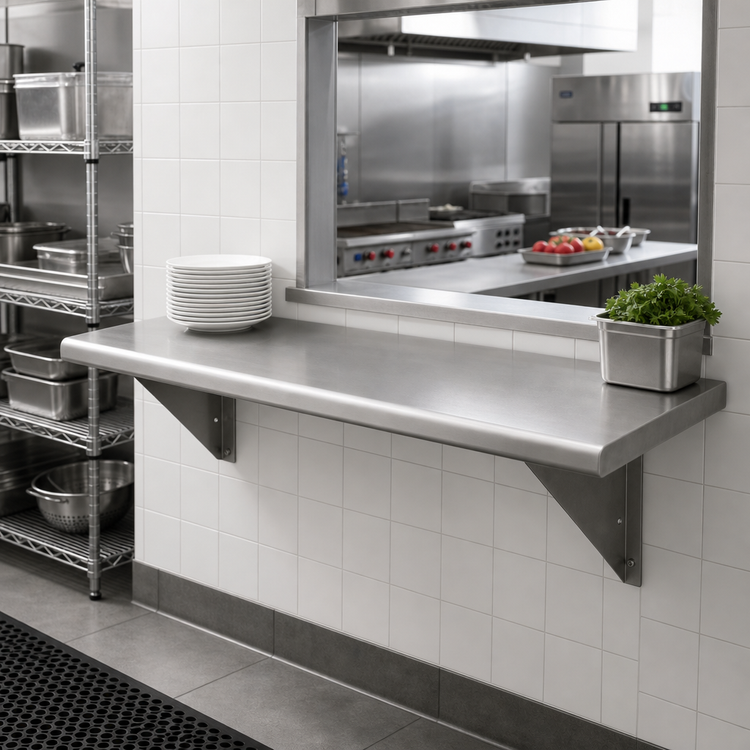 Product image #2 for Eagle Group Pass-Thru Wall Shelf, 48 x 18 Inches, 304 Stainless Steel